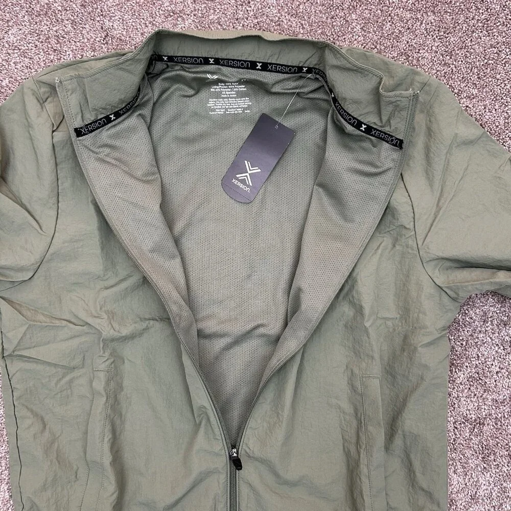Xersion Men's Bomber Jacket Size M Green Full Zip Track Pockets Woven NWT $55